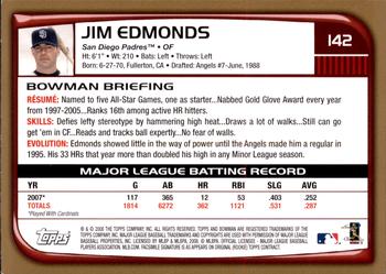 2008 Bowman - Gold #142 Jim Edmonds Back