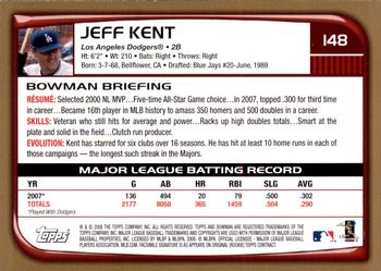 2008 Bowman - Gold #148 Jeff Kent Back