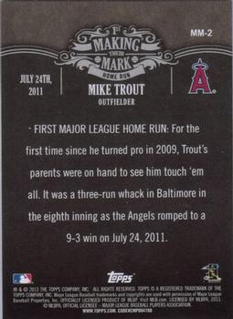 2013 Topps - Making Their Mark #MM-2 Mike Trout Back