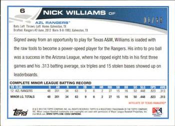 2013 Topps Pro Debut - Gold #6 Nick Williams Back