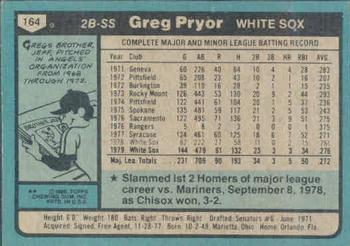 1980 Topps #164 Greg Pryor Back