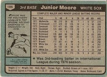 1980 Topps #186 Junior Moore Back