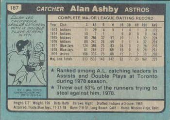1980 Topps #187 Alan Ashby Back