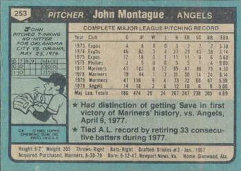 1980 Topps #253 John Montague Back