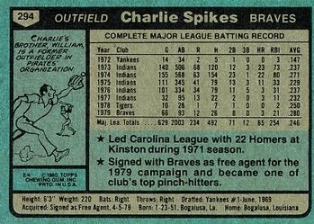 1980 Topps #294 Charlie Spikes Back