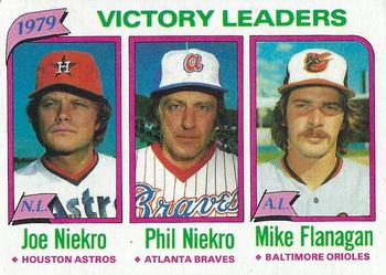 1980 Topps #205 1979 Victory Leaders (Joe Niekro / Phil Niekro / Mike Flanagan) Front