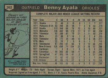 1980 Topps #262 Benny Ayala Back