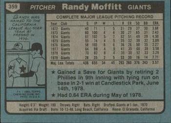 1980 Topps #359 Randy Moffitt Back