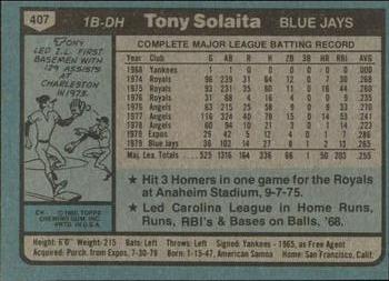 1980 Topps #407 Tony Solaita Back