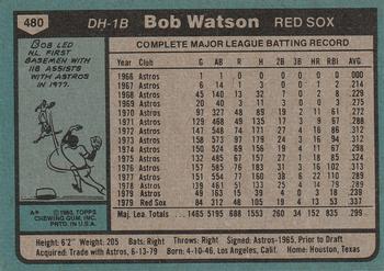 1980 Topps #480 Bob Watson Back