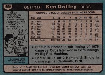1980 Topps #550 Ken Griffey Back