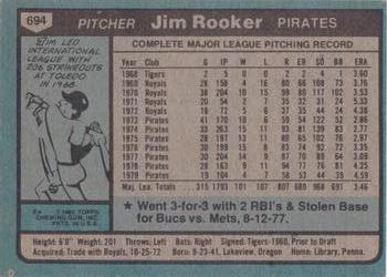 1980 Topps #694 Jim Rooker Back