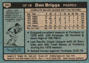 1980 Topps #352 Dan Briggs Back