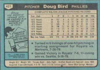 1980 Topps #421 Doug Bird Back