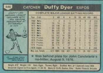 1980 Topps #446 Duffy Dyer Back