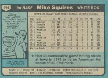 1980 Topps #466 Mike Squires Back