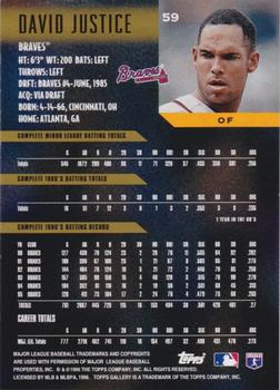 1996 Topps Gallery #59 David Justice Back
