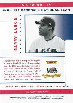 2013 Panini USA Baseball Champions - Legends Certified Die Cuts Mirror Gold #14 Barry Larkin Back