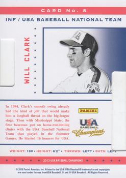 2013 Panini USA Baseball Champions - Legends Certified Die Cuts Mirror Red #8 Will Clark Back