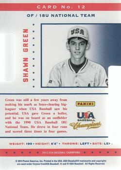 2013 Panini USA Baseball Champions - Legends Certified Die Cuts Mirror Red #12 Shawn Green Back
