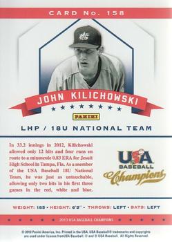 2013 Panini USA Baseball Champions - National Team Mirror Red #158 John Kilichowski Back