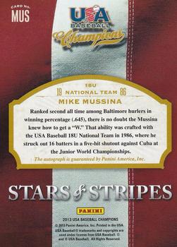 2013 Panini USA Baseball Champions - Stars and Stripes Signatures #MUS Mike Mussina Back