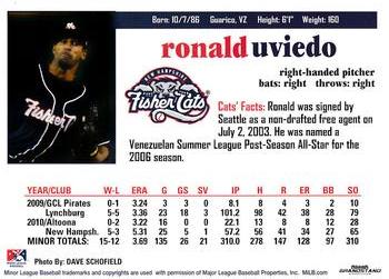2011 Grandstand New Hampshire Fisher Cats #NNO Ronald Uviedo Back