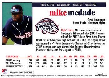 2011 Grandstand New Hampshire Fisher Cats #NNO Mike McDade Back