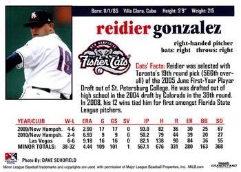 2011 Grandstand New Hampshire Fisher Cats #NNO Reidier Gonzalez Back