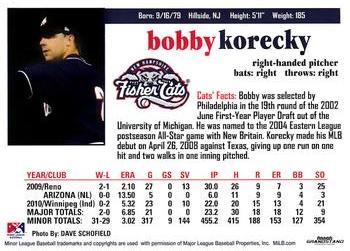2011 Grandstand New Hampshire Fisher Cats #NNO Bobby Korecky Back