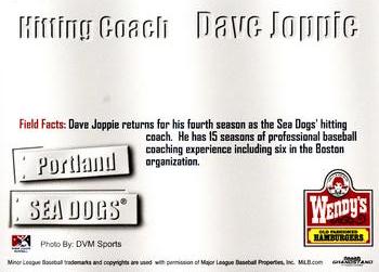 2011 Grandstand Portland Sea Dogs #NNO Dave Joppie Back
