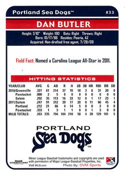 2012 Grandstand Portland Sea Dogs #NNO Dan Butler Back