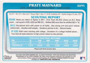 2011 Bowman Draft Picks & Prospects - Prospects Gold #BDPP5 Pratt Maynard Back