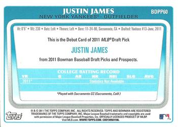 2011 Bowman Draft Picks & Prospects - Prospects Gold #BDPP60 Justin James Back