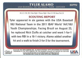 2011 Bowman Draft Picks & Prospects - Prospects Gold #BDPP92 Tyler Alamo Back