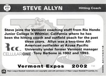 2002 Grandstand Vermont Expos #NNO Steve Allyn Back
