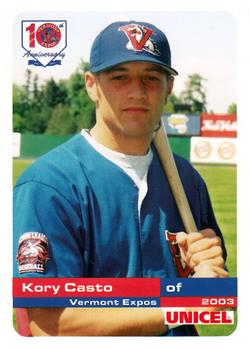 2003 Grandstand Vermont Expos #NNO Kory Casto Front