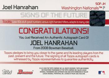 2008 Bowman - Signs of the Future #SOF-JH Joel Hanrahan Back