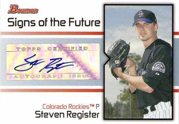 2008 Bowman - Signs of the Future #SOF-SR Steven Register Front