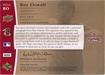 2008 SPx - Winning Materials Autographs #WM-RO Roy Oswalt Back