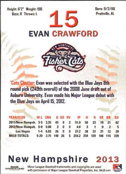 2013 Grandstand New Hampshire Fisher Cats #7 Evan Crawford Back