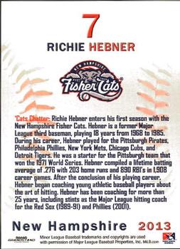 2013 Grandstand New Hampshire Fisher Cats #9 Richie Hebner Back