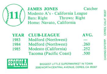 1986 Chong Modesto A's #11 James Jones Back
