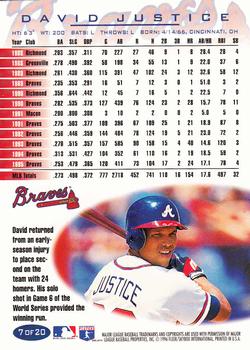 1996 Fleer Atlanta Braves #7 David Justice Back