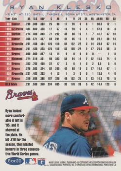 1996 Fleer Atlanta Braves #8 Ryan Klesko Back