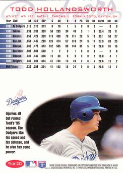 1996 Fleer Los Angeles Dodgers #9 Todd Hollandsworth Back