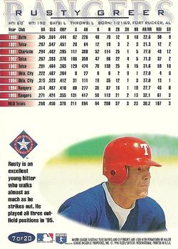1996 Fleer Texas Rangers #7 Rusty Greer Back