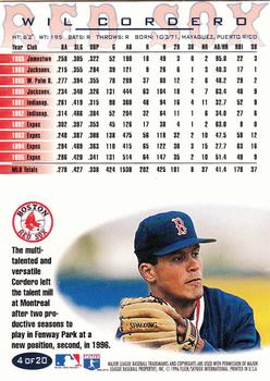 1996 Fleer Boston Red Sox #4 Wil Cordero Back