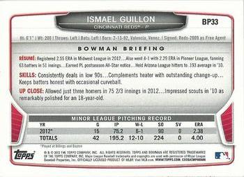2013 Bowman - Prospects Hometown #BP33 Ismael Guillon Back
