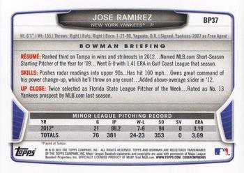 2013 Bowman - Prospects Hometown #BP37 Jose Ramirez Back